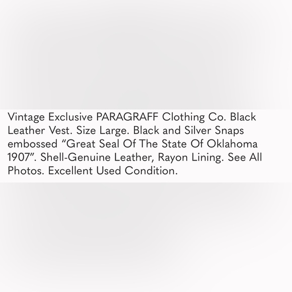 Preowned 1990s Exclusive PapaGraff Clothing Co Leather Vest Western Style. - Picture 2 of 12